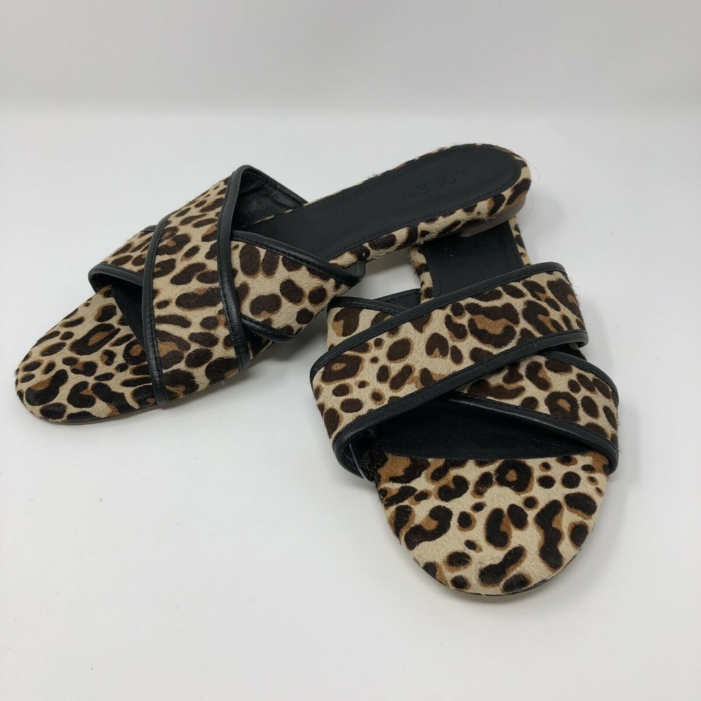 J CREW Leopard Cora Criss Cross Sandals Size 10